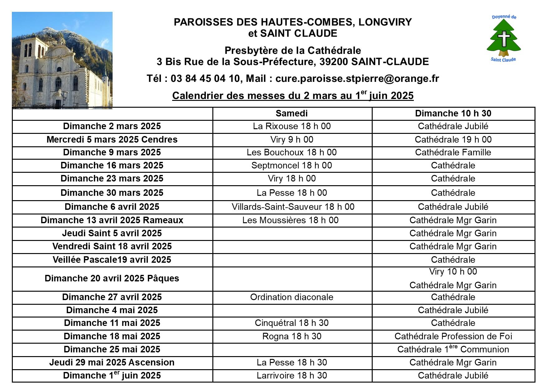 Calendrier messe